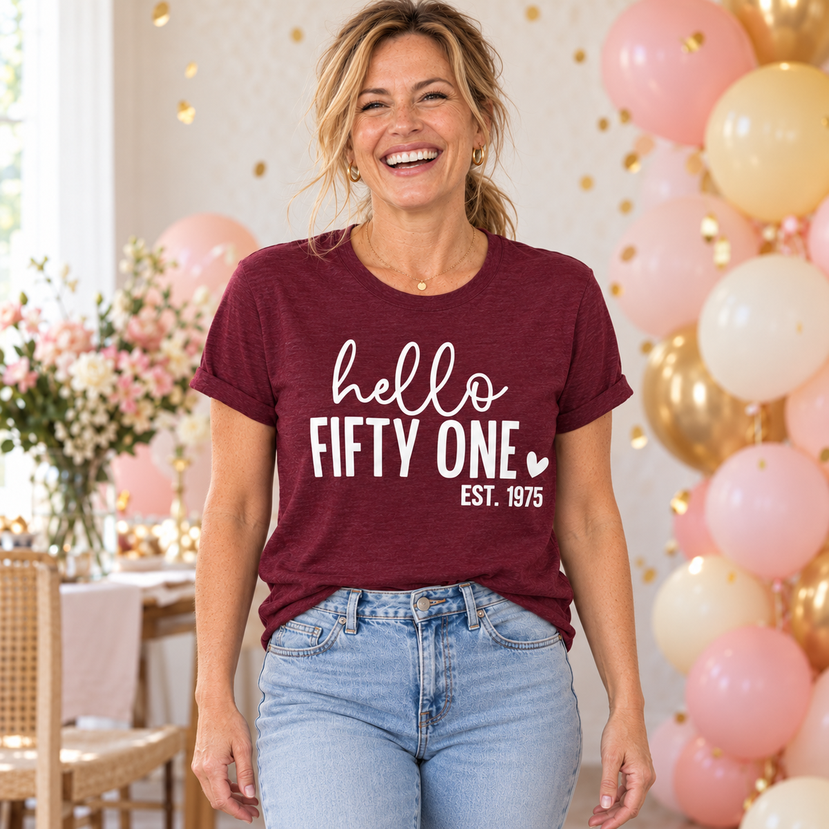 Hello Fifty-One 51st Birthday T-Shirt – Est. 1975