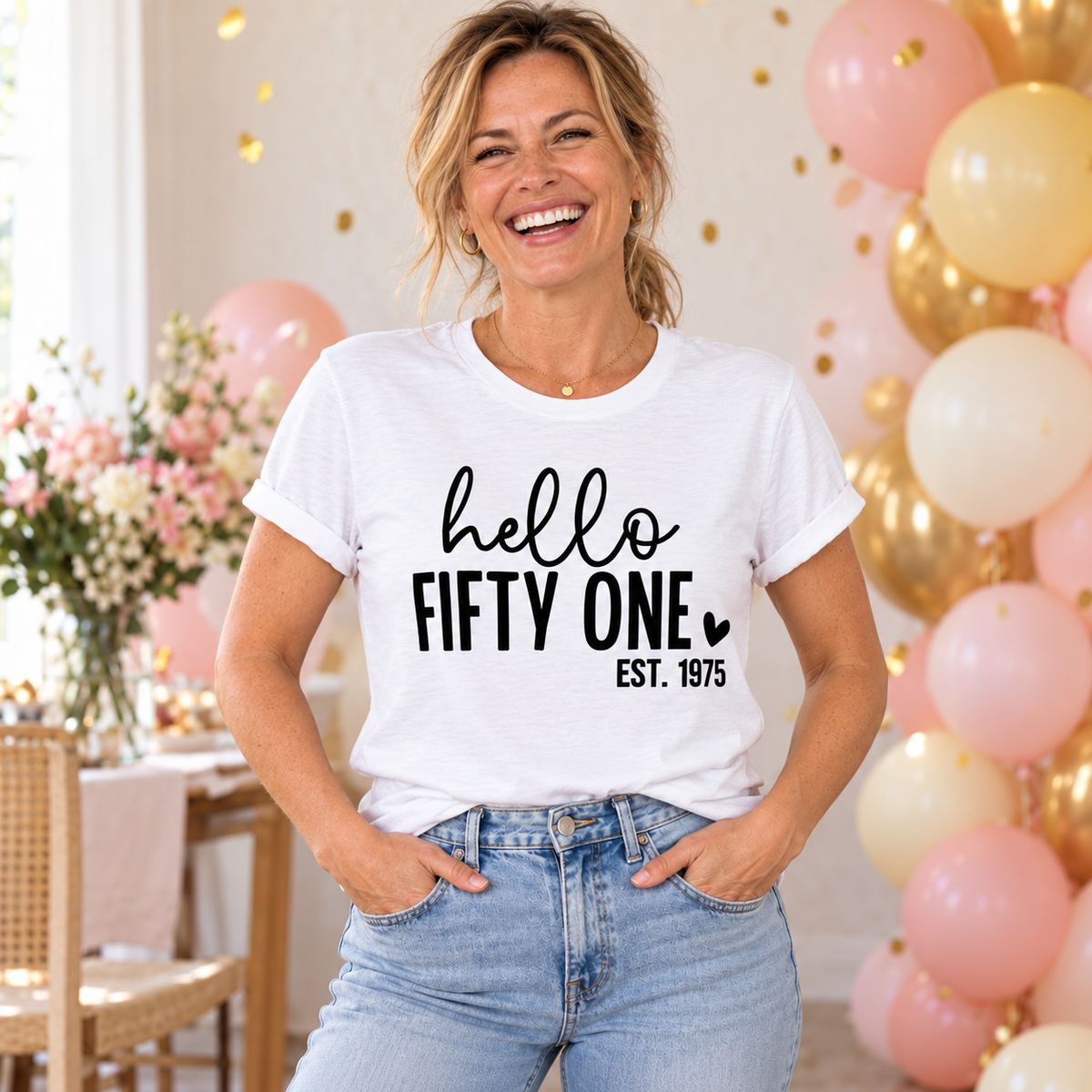 Hello Fifty-One 51st Birthday T-Shirt – Est. 1975