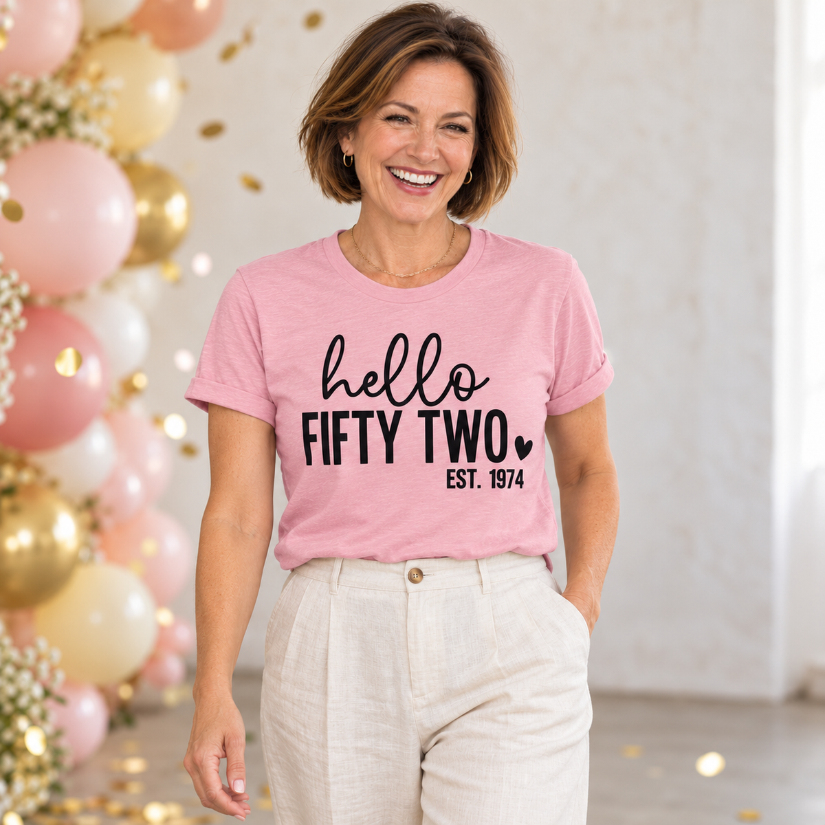 Hello Fifty-Two 52nd Birthday T-Shirt – Est. 1974