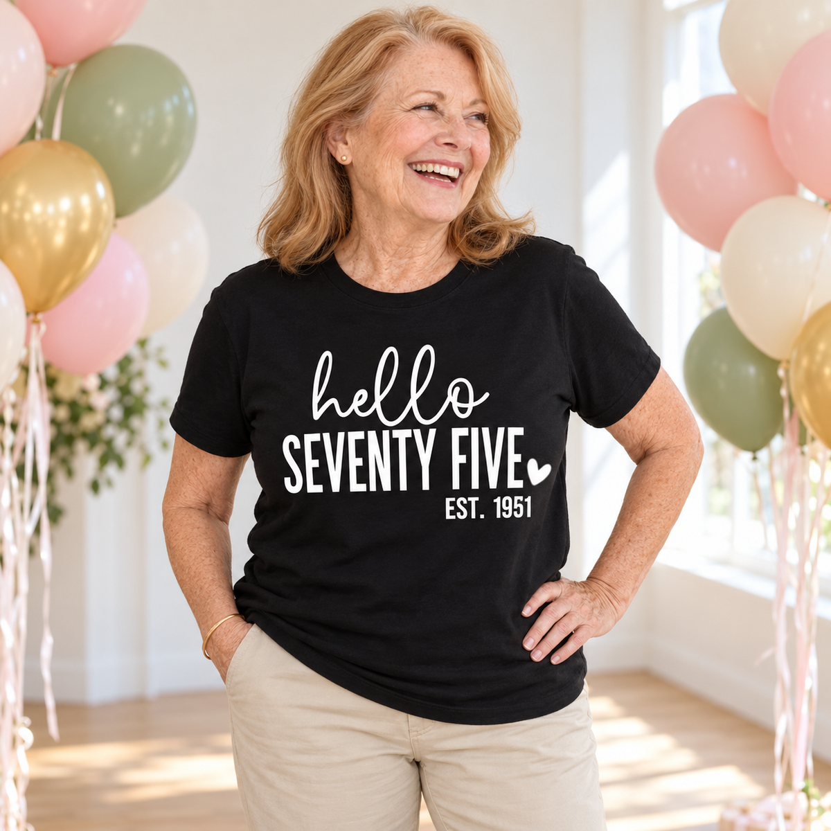 Hello Seventy-Five 75th Birthday T-Shirt – Est. 1951