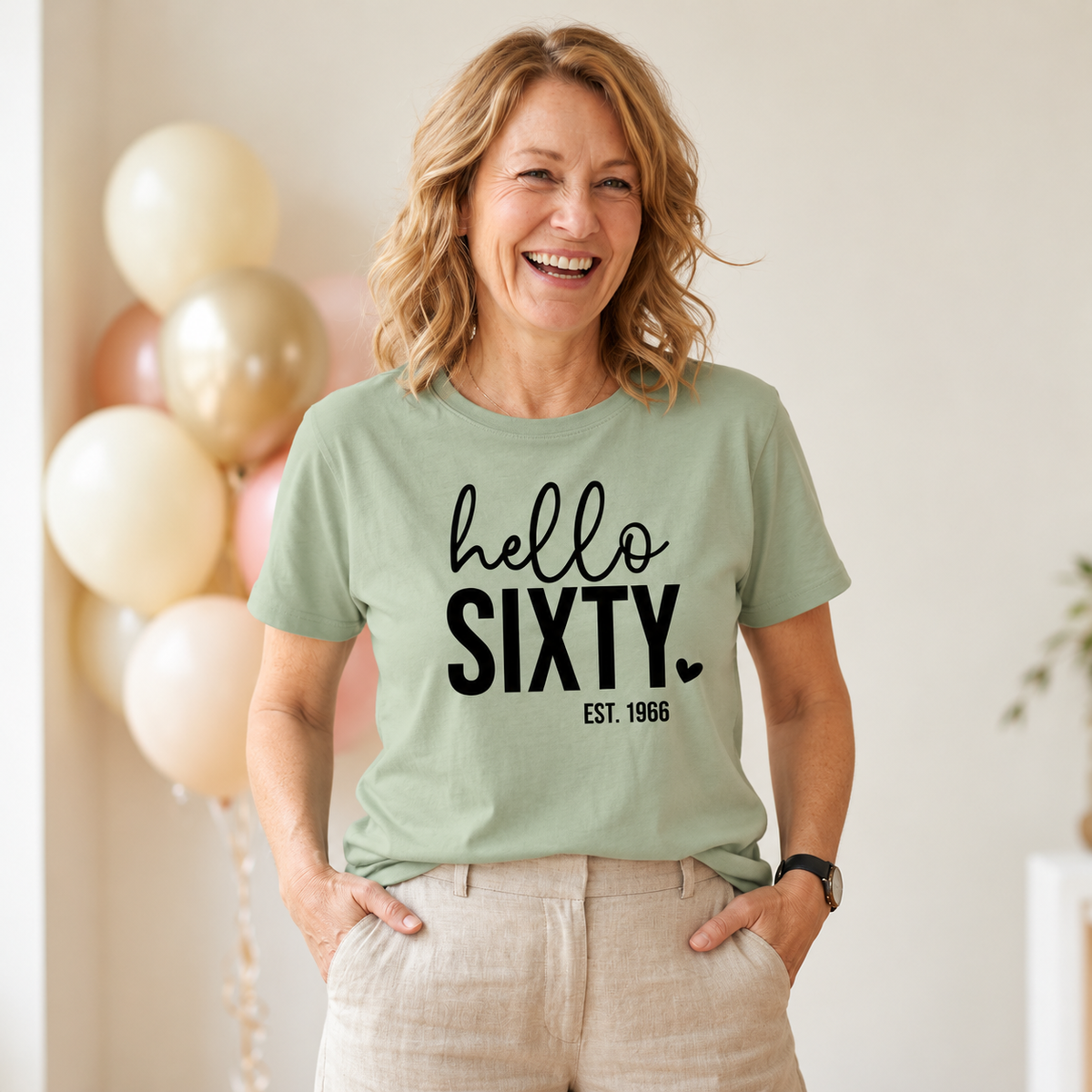 Hello Sixty 60th Birthday T-Shirt – Est. 1966