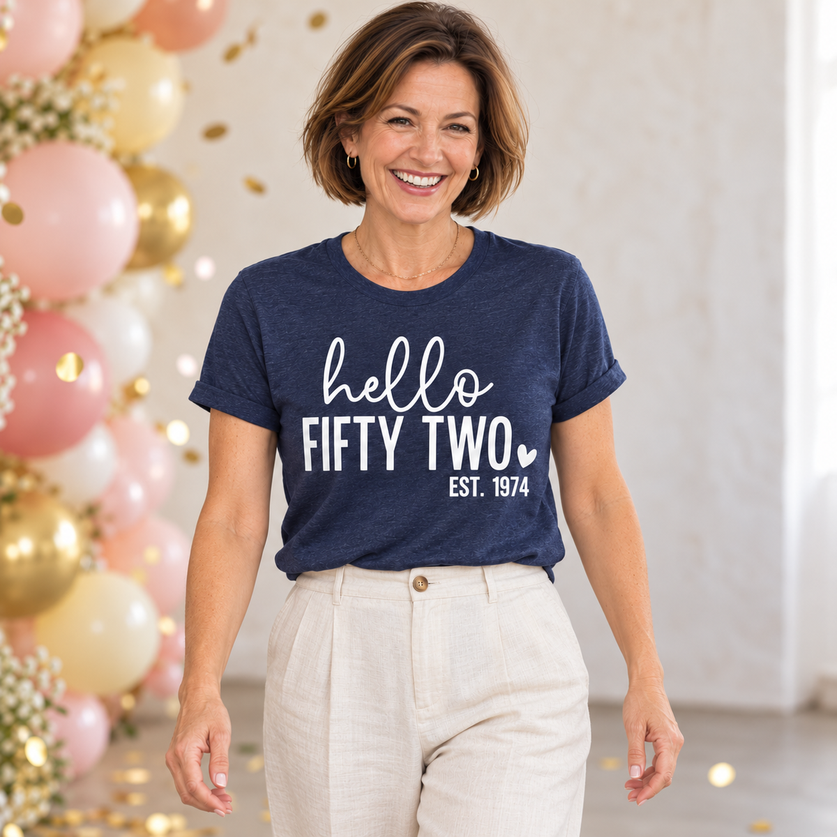 Hello Fifty-Two 52nd Birthday T-Shirt – Est. 1974