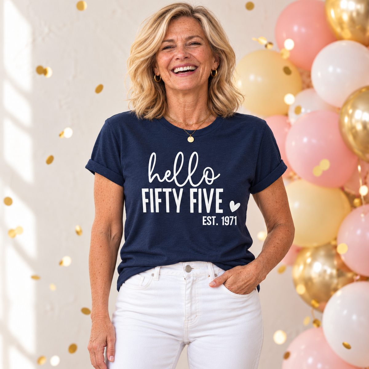 Hello Fifty-Five 55th Birthday T-Shirt – Est. 1971