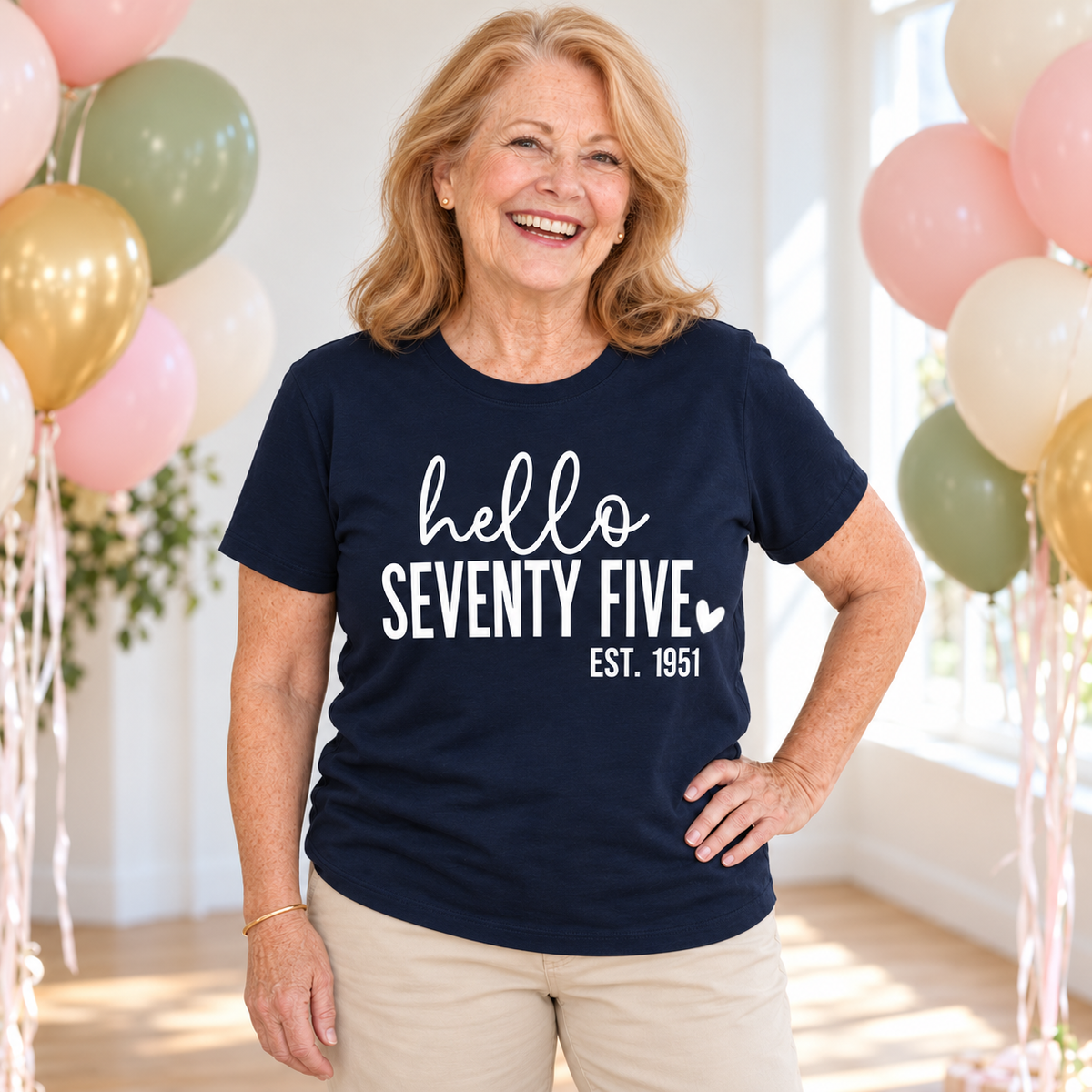 Hello Seventy-Five 75th Birthday T-Shirt – Est. 1951