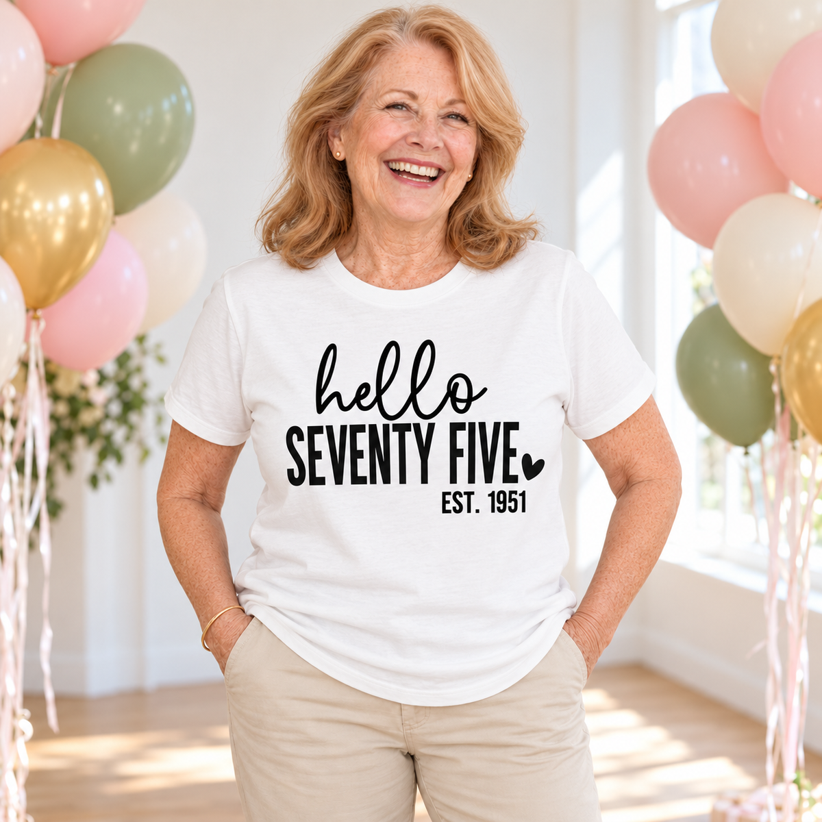Hello Seventy-Five 75th Birthday T-Shirt – Est. 1951
