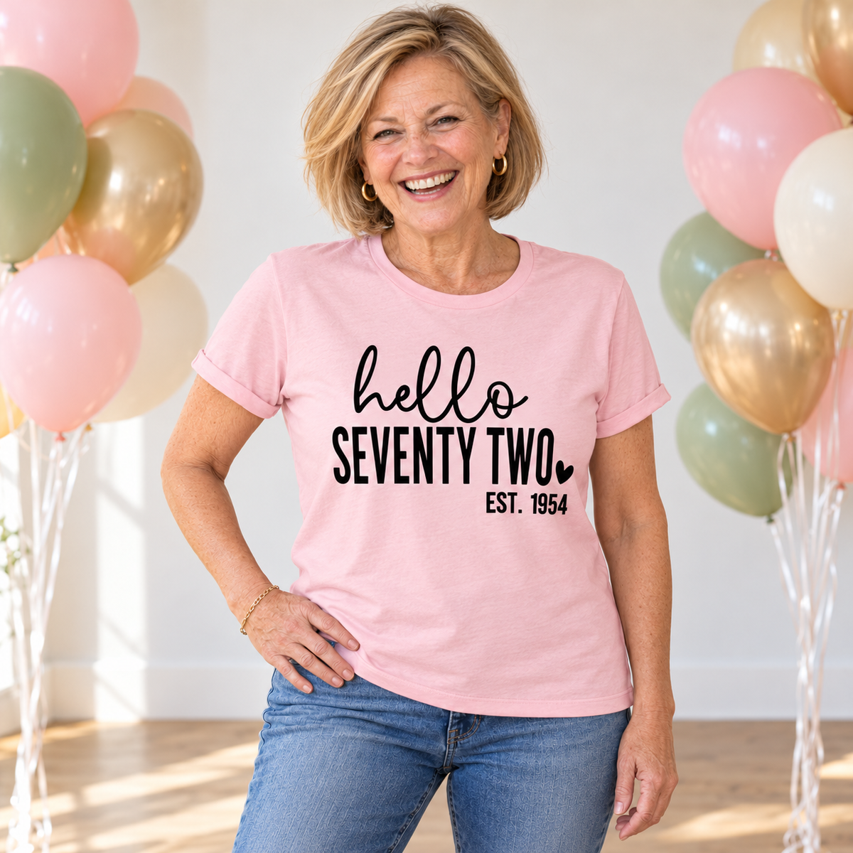 Hello Seventy-Two 72nd Birthday T-Shirt – Est. 1954