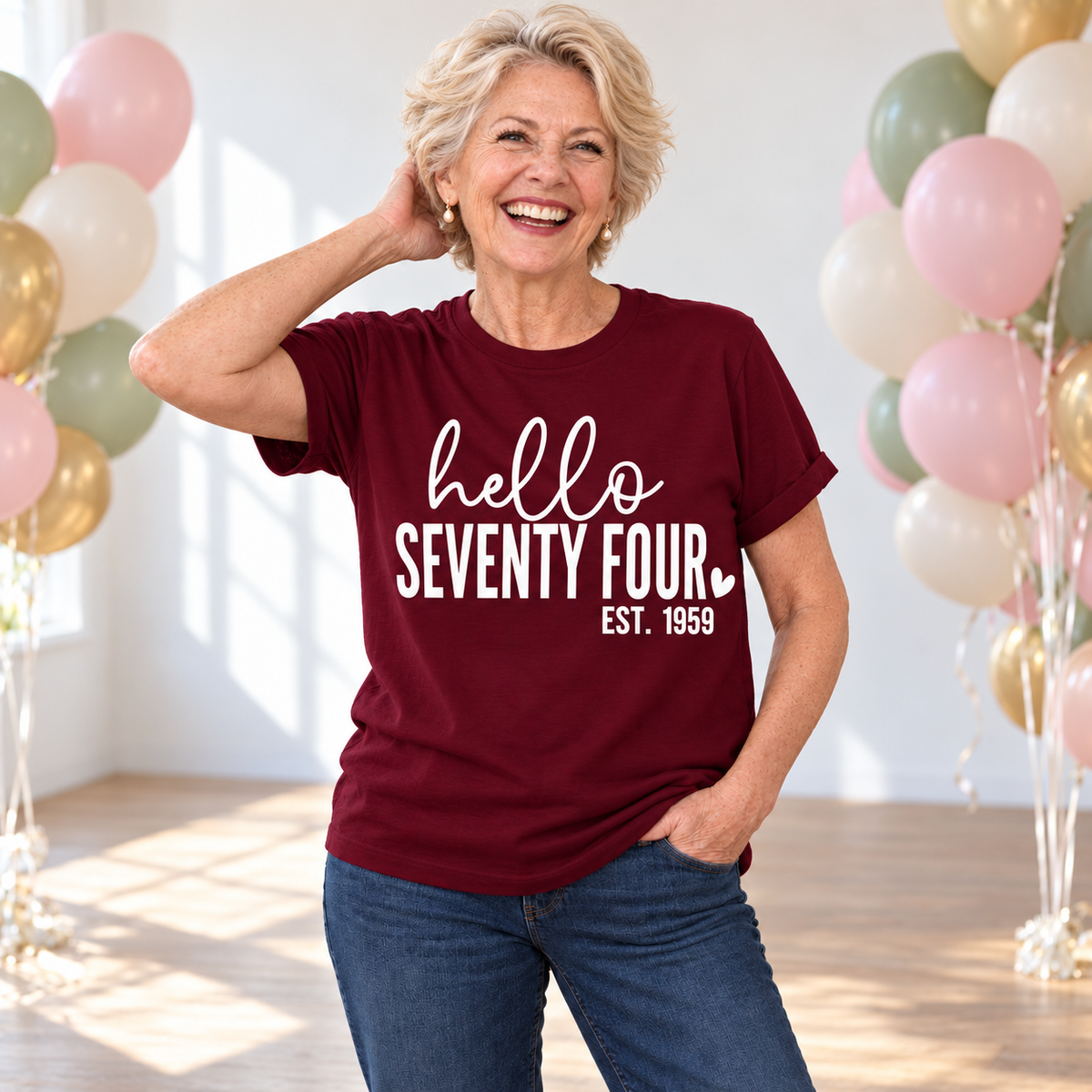 Hello Seventy-Four 74th Birthday T-Shirt – Est. 1952