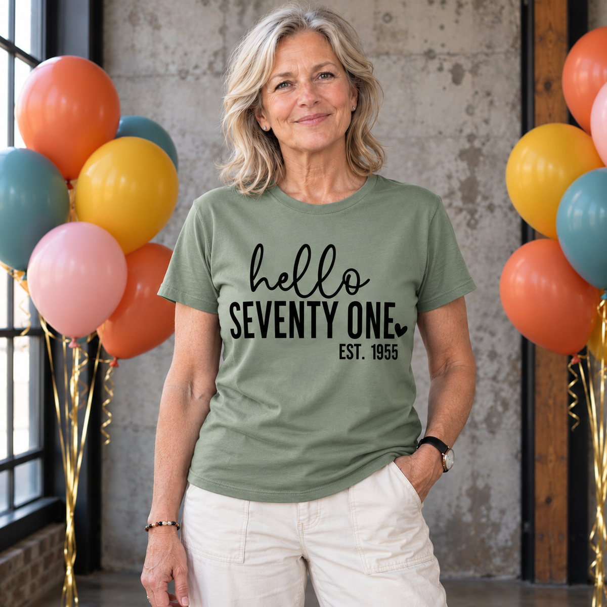 Hello Seventy-One 71st Birthday T-Shirt – Est. 1955