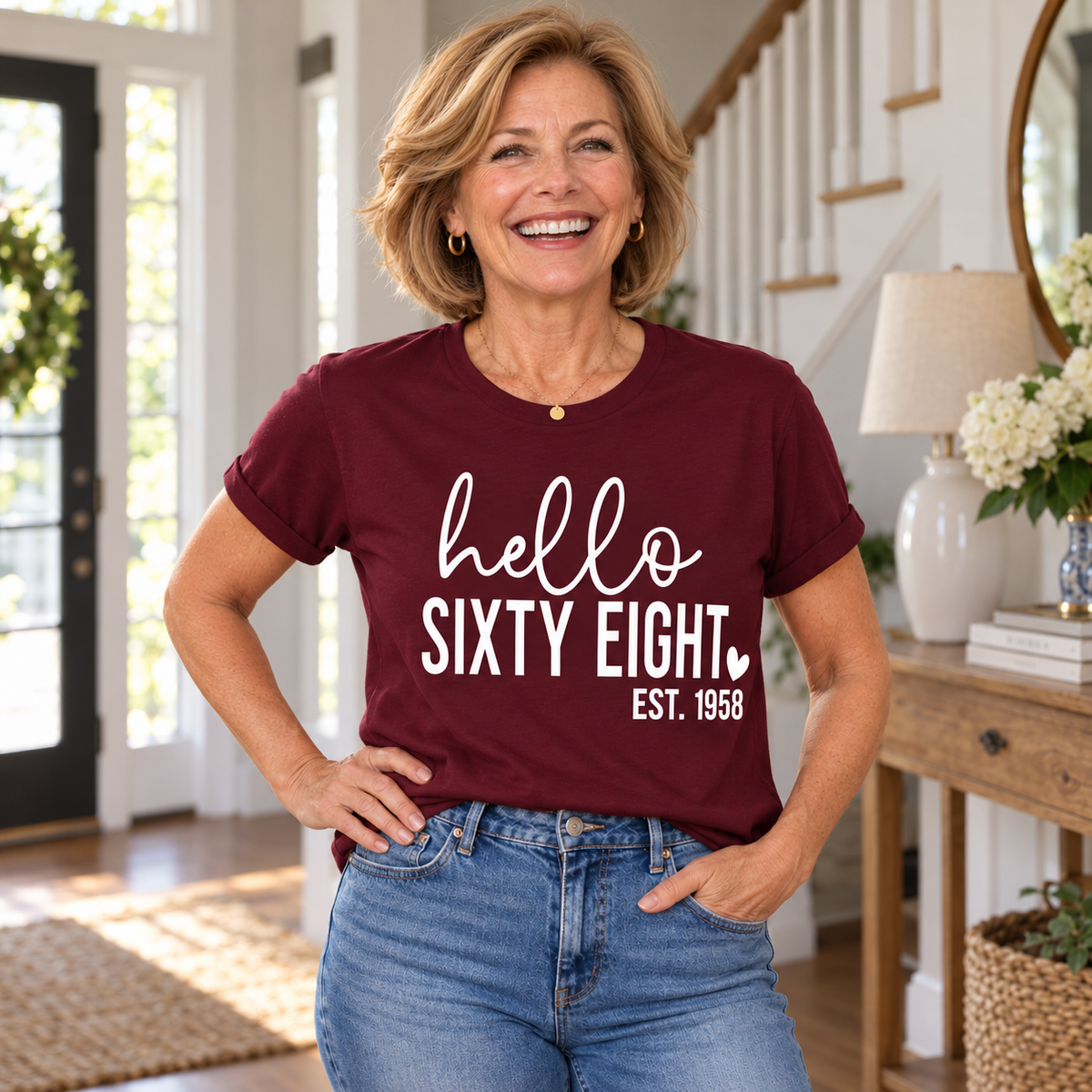 Hello Sixty-Eight 68th Birthday T-Shirt – Est. 1958