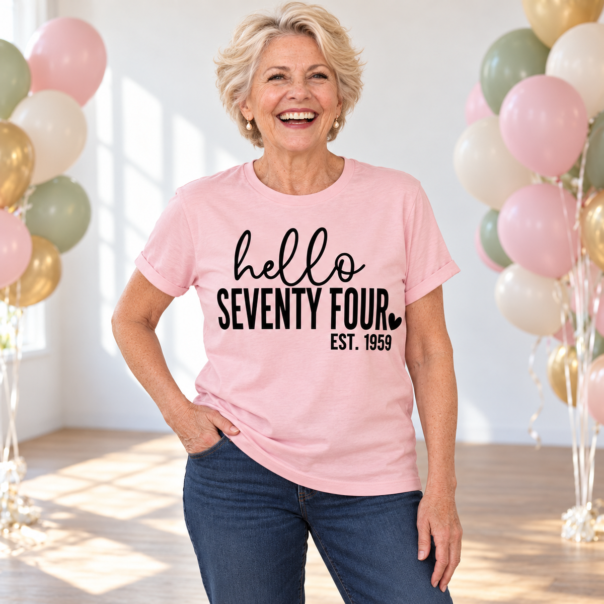 Hello Seventy-Four 74th Birthday T-Shirt – Est. 1952