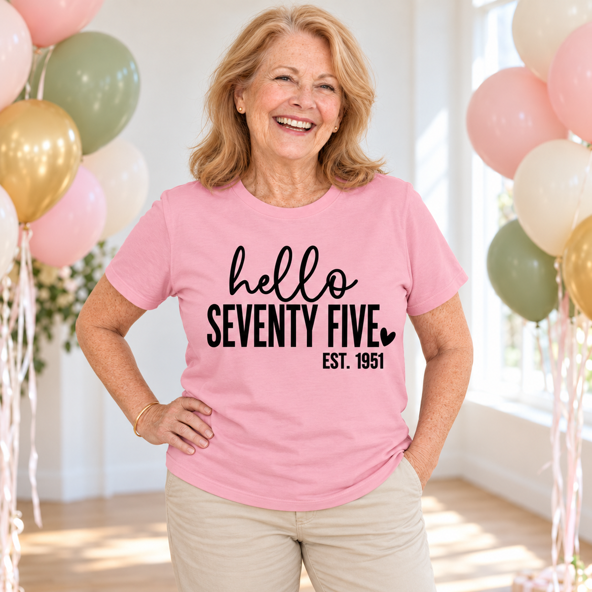 Hello Seventy-Five 75th Birthday T-Shirt – Est. 1951
