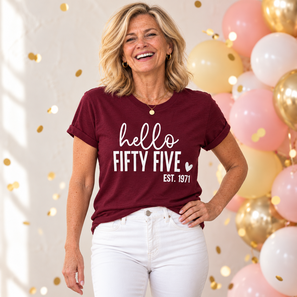 Hello Fifty-Five 55th Birthday T-Shirt – Est. 1971