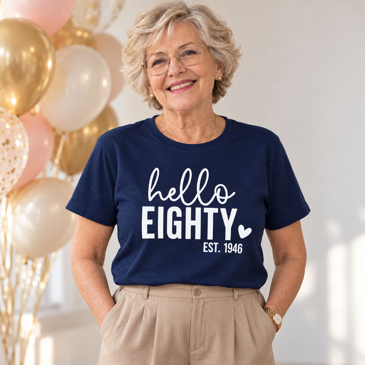 Hello Eighty 80th Birthday T-Shirt – Est. 1946
