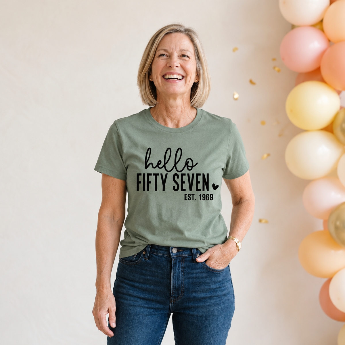 Hello Fifty-Seven 57th Birthday T-Shirt – Est. 1969
