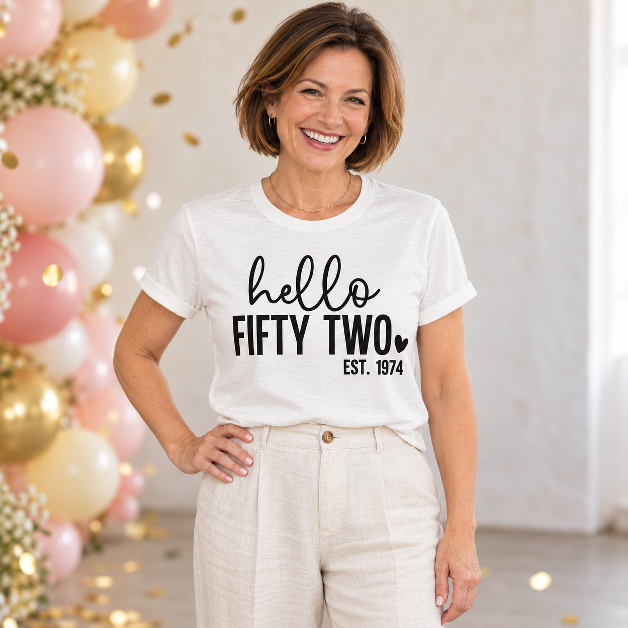 Hello Fifty-Two 52nd Birthday T-Shirt – Est. 1974