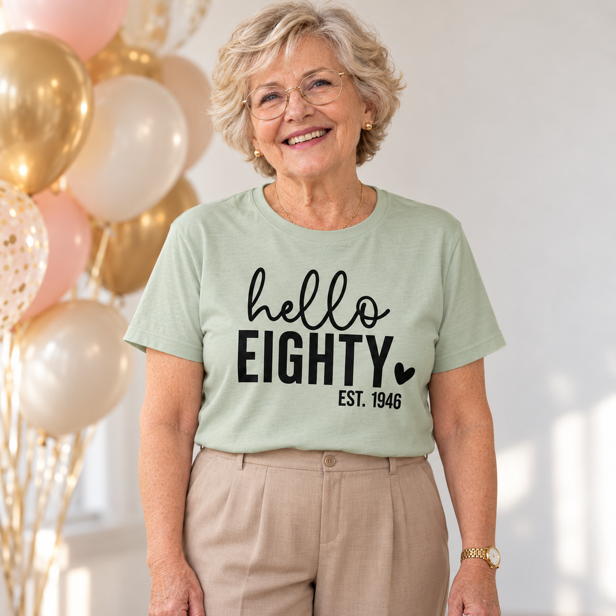 Hello Eighty 80th Birthday T-Shirt – Est. 1946