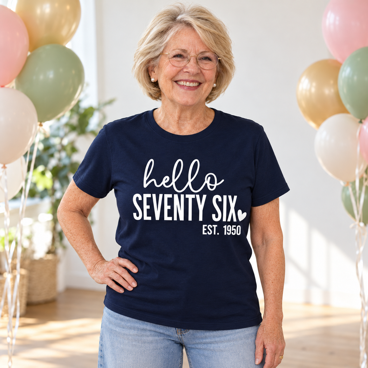 Hello Seventy-Six 76th Birthday T-Shirt – Est. 1950