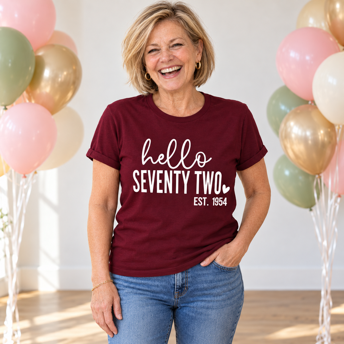 Hello Seventy-Two 72nd Birthday T-Shirt – Est. 1954