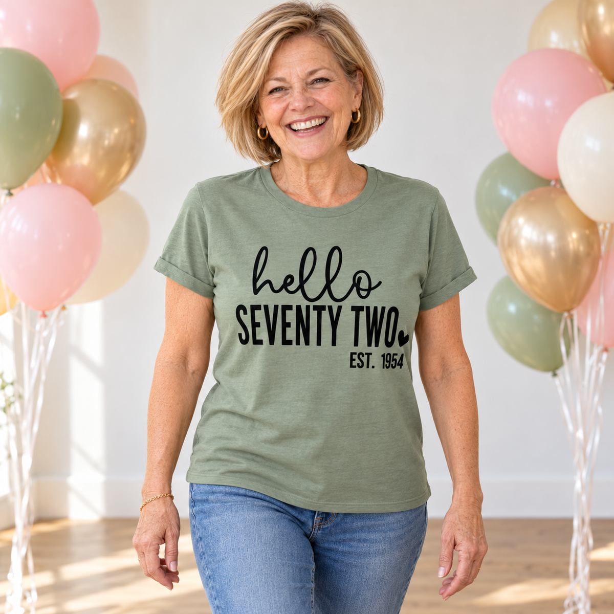 Hello Seventy-Two 72nd Birthday T-Shirt – Est. 1954