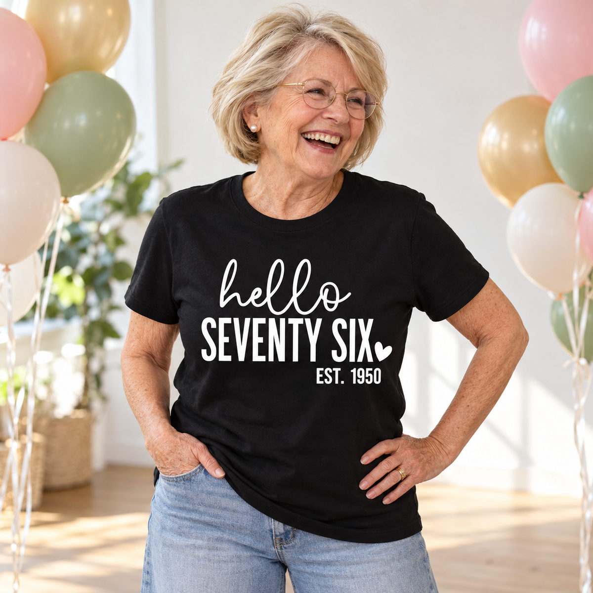 Hello Seventy-Six 76th Birthday T-Shirt – Est. 1950