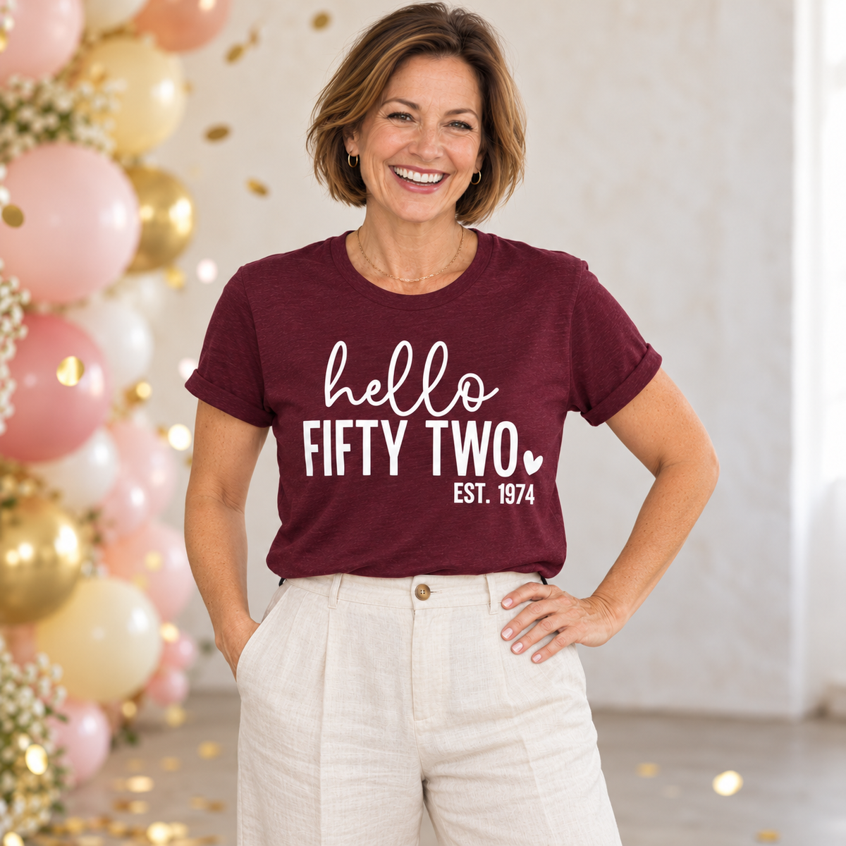 Hello Fifty-Two 52nd Birthday T-Shirt – Est. 1974