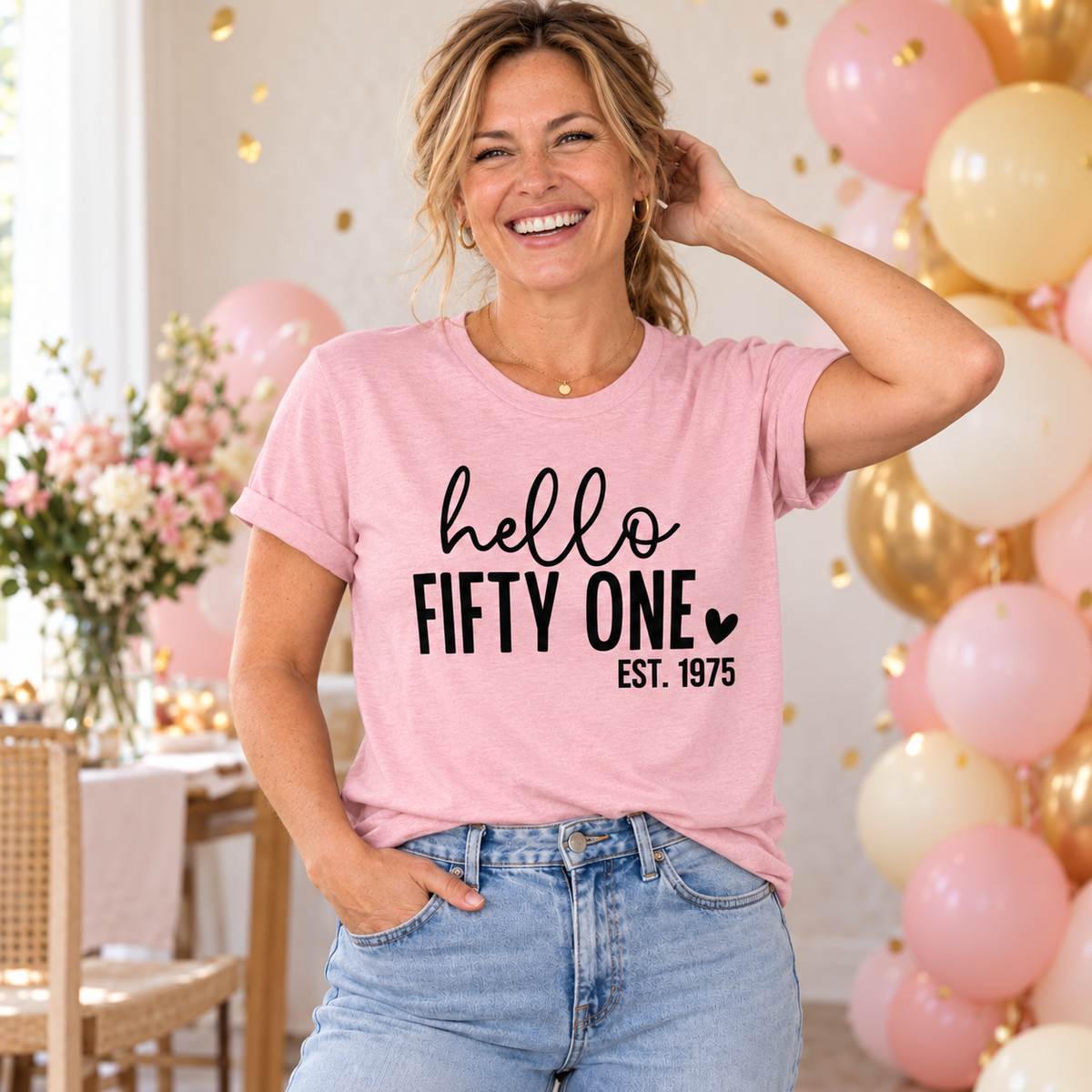 Hello Fifty-One 51st Birthday T-Shirt – Est. 1975