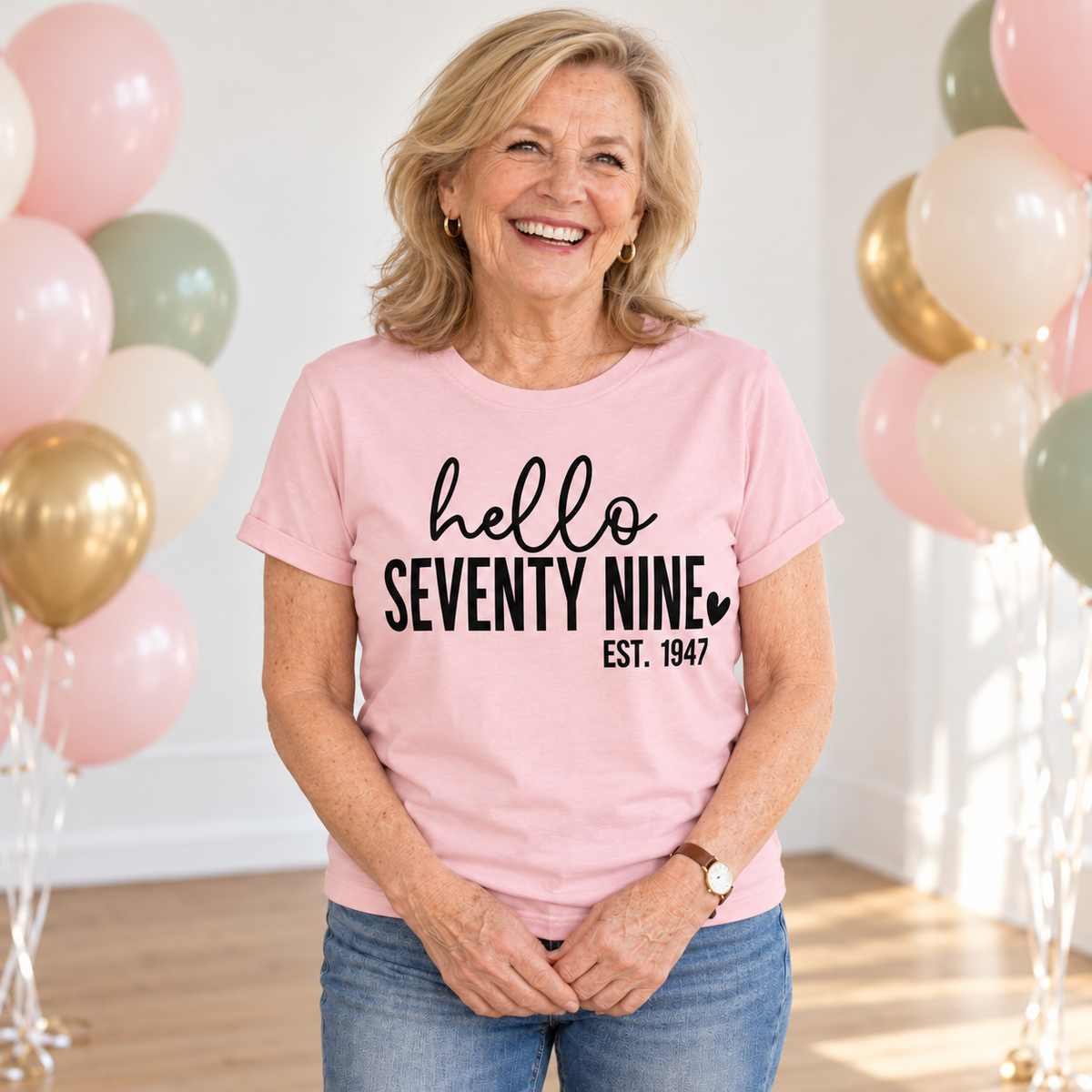 Hello Seventy-Nine 79th Birthday T-Shirt – Est. 1947
