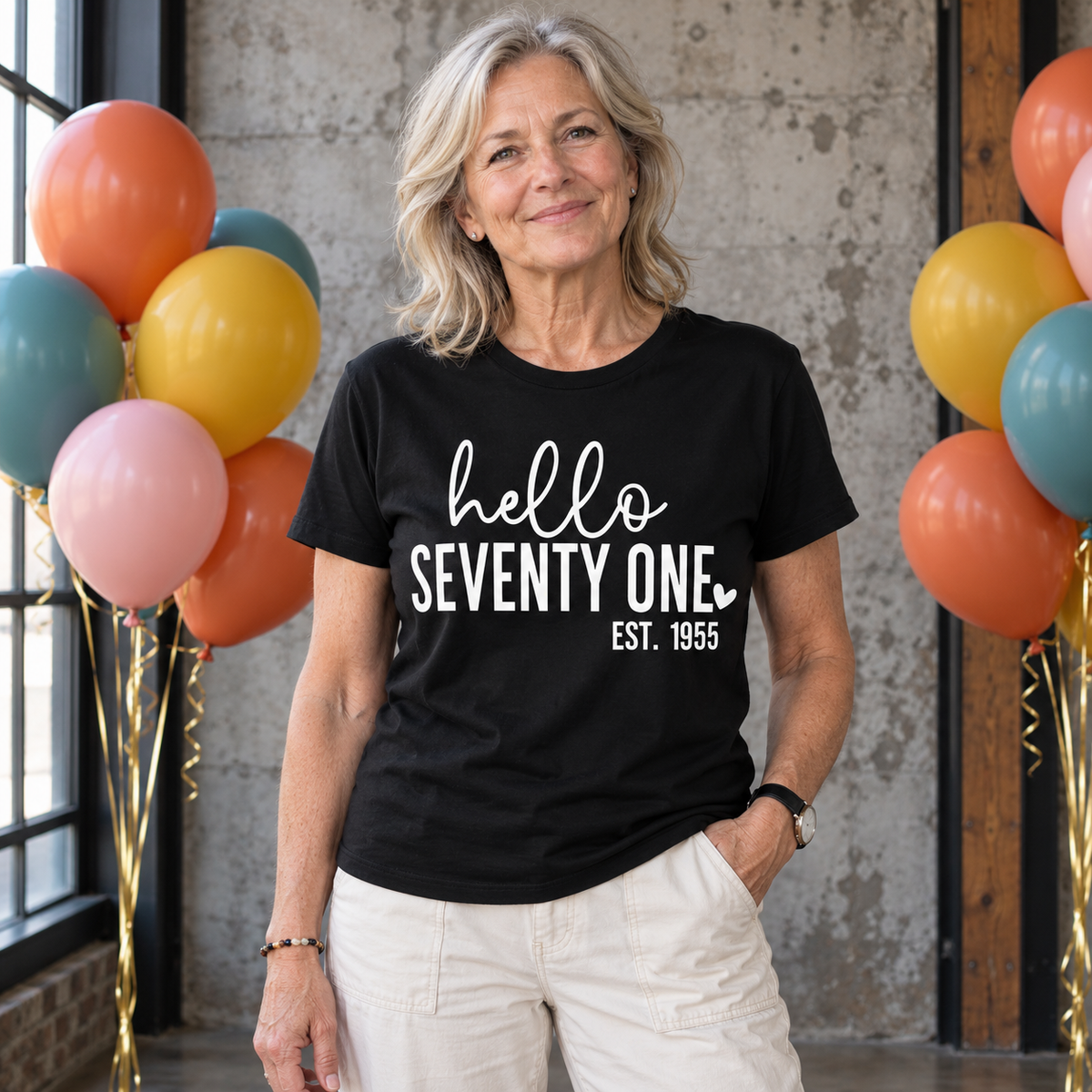 Hello Seventy-One 71st Birthday T-Shirt – Est. 1955