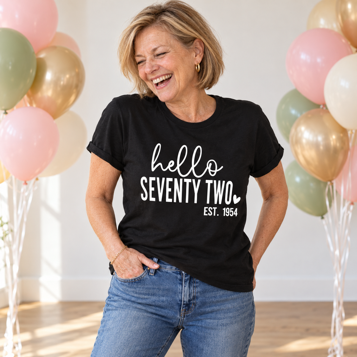 Hello Seventy-Two 72nd Birthday T-Shirt – Est. 1954