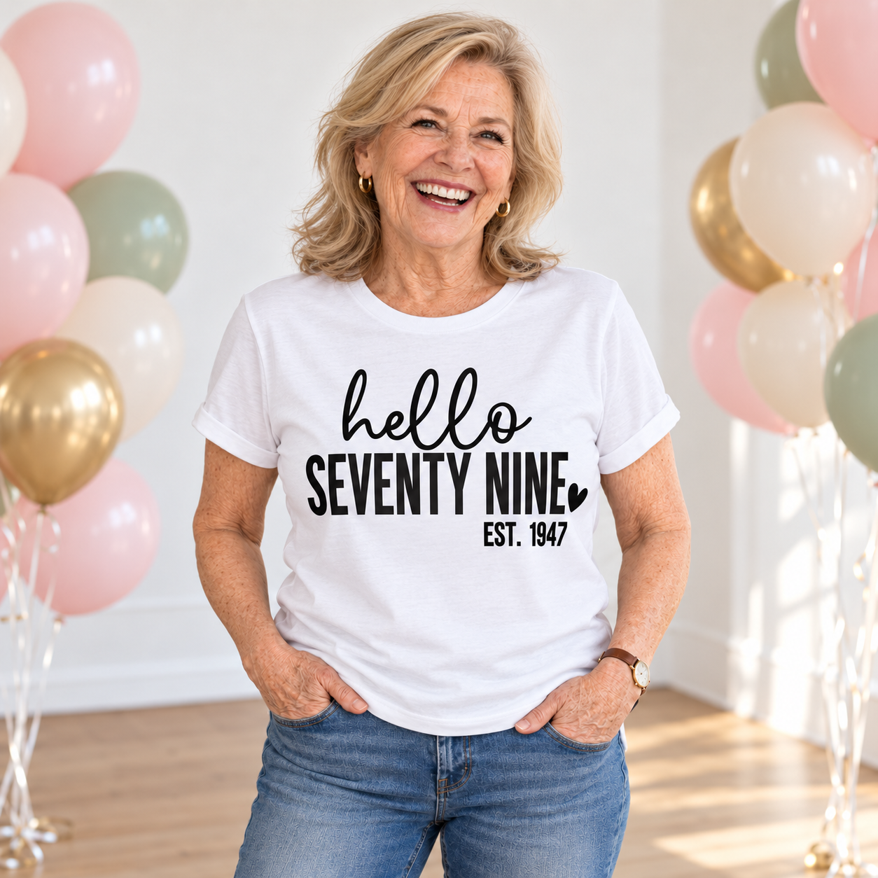 Hello Seventy-Nine 79th Birthday T-Shirt – Est. 1947
