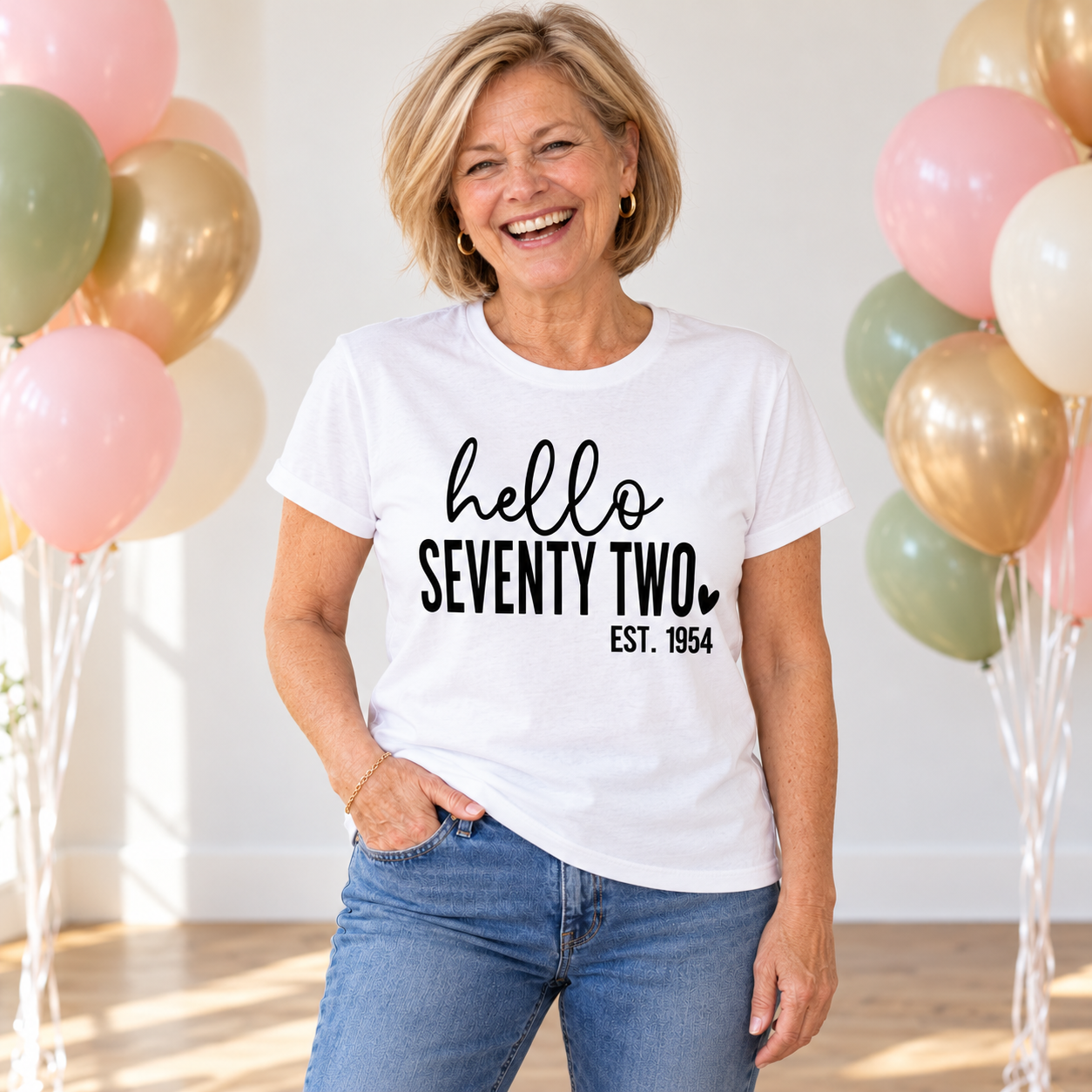 Hello Seventy-Two 72nd Birthday T-Shirt – Est. 1954