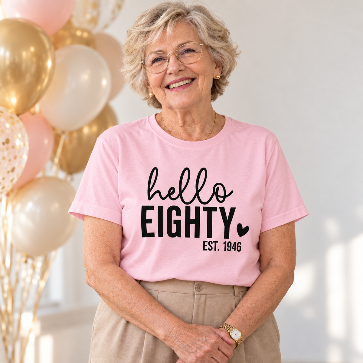 Hello Eighty 80th Birthday T-Shirt – Est. 1946