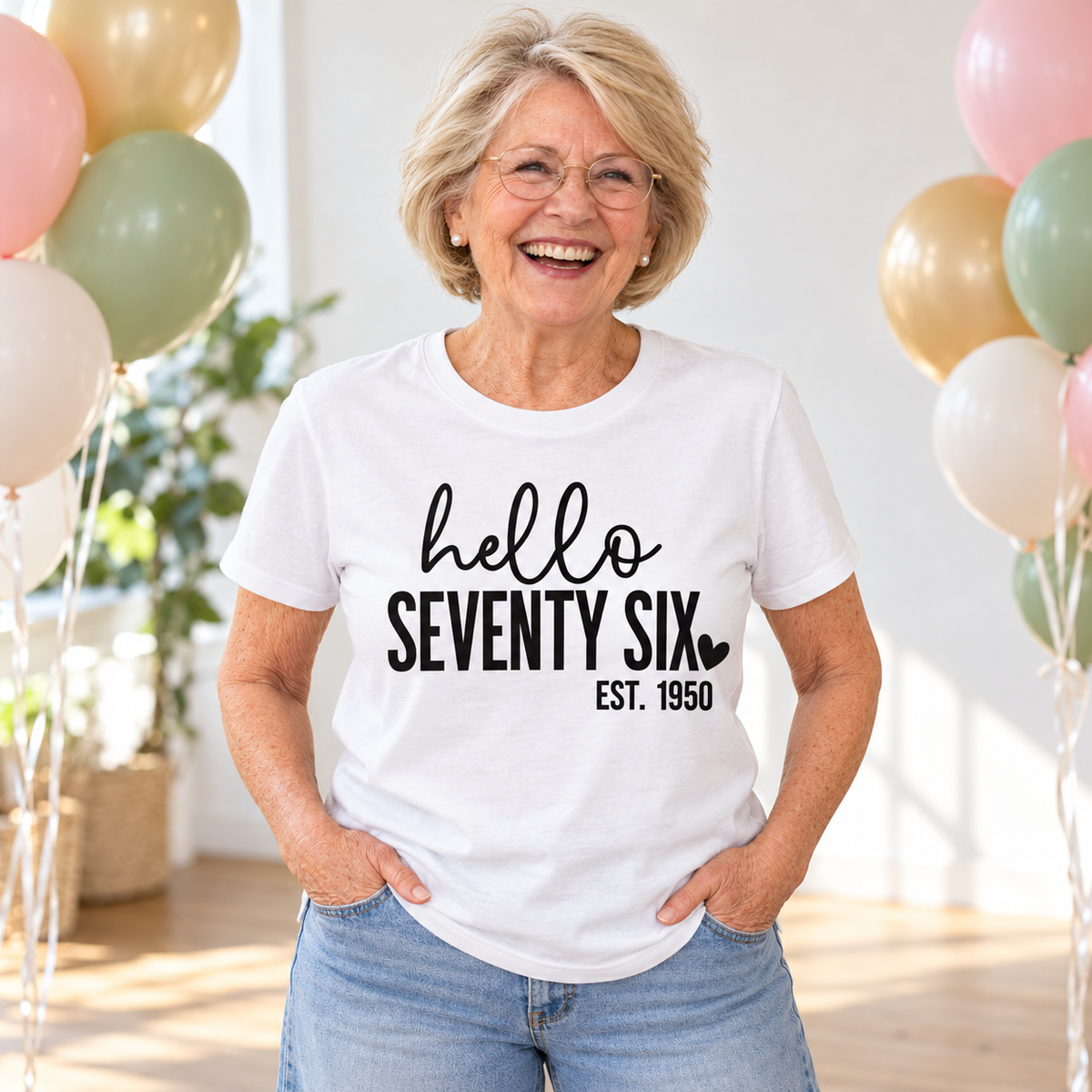 Hello Seventy-Six 76th Birthday T-Shirt – Est. 1950