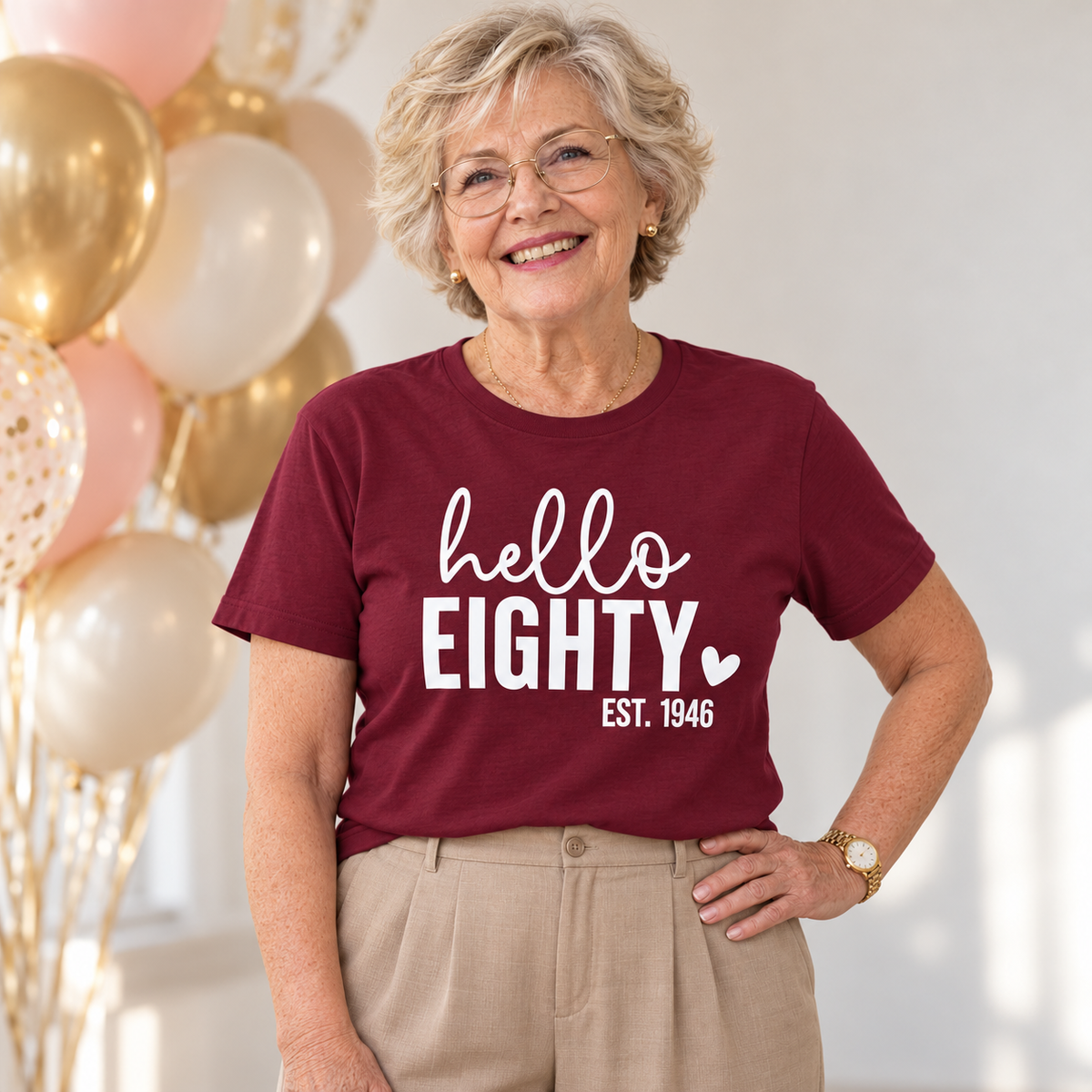 Hello Eighty 80th Birthday T-Shirt – Est. 1946