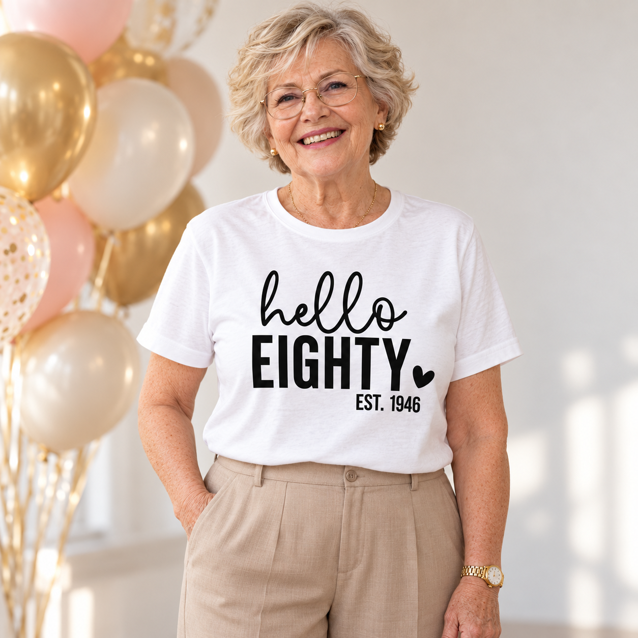 Hello Eighty 80th Birthday T-Shirt – Est. 1946