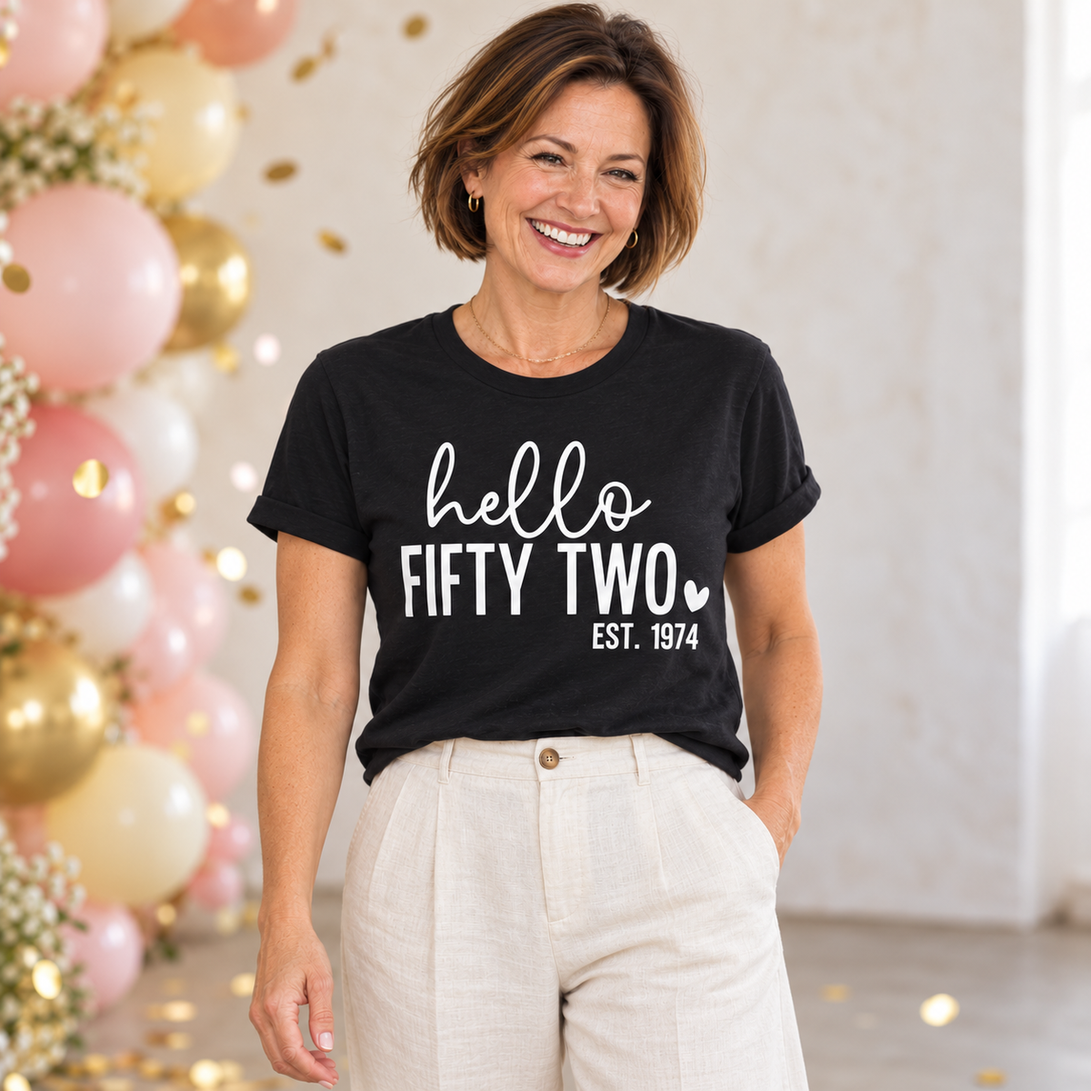 Hello Fifty-Two 52nd Birthday T-Shirt – Est. 1974