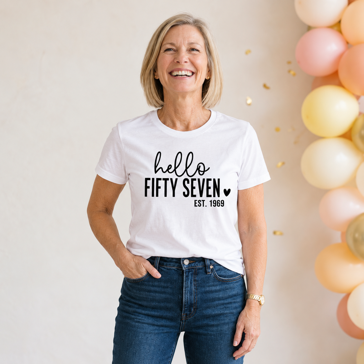Hello Fifty-Seven 57th Birthday T-Shirt – Est. 1969
